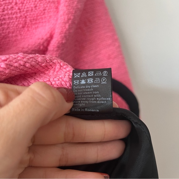 ME+EM Pink Contrast Bound Crop Jacket Italian Cotton Blend 6 NWT - Picture 7 of 8